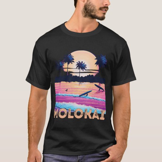 Retro Molokai Hawaii Souvenir Surf T-shirt (Voorkant)