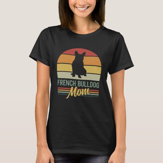  Retro Mom 5t Franse Bulldog T-shirt (Voorkant)