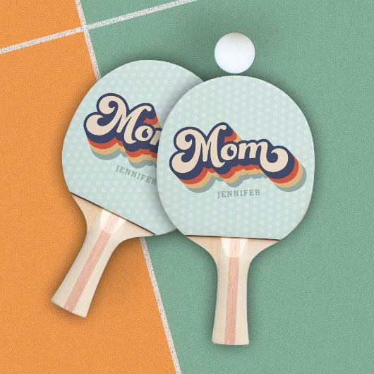 Retro Mom aangepaste naam Moederdag Tafeltennisbatje