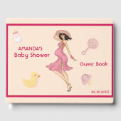 Retro Mom Brunette 2 Baby shower Feest Gastenboek (Voorkant)