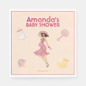 Retro Mom Brunette Baby shower Party Servet (Voorkant)