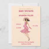 Retro Mom Brunette Baby shower Uitnodiging (Voorkant)