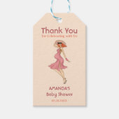 Retro Mom Redhead Baby shower Cadeaulabel (Voorkant)