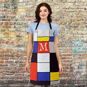Retro Mondrian Geometrisch Op Maat Gemaakt Monogra Schort