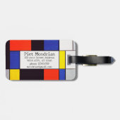 Retro Mondrian Geometrische Aangepaste Monogram Ba Bagagelabel (Achterkant horizontaal)