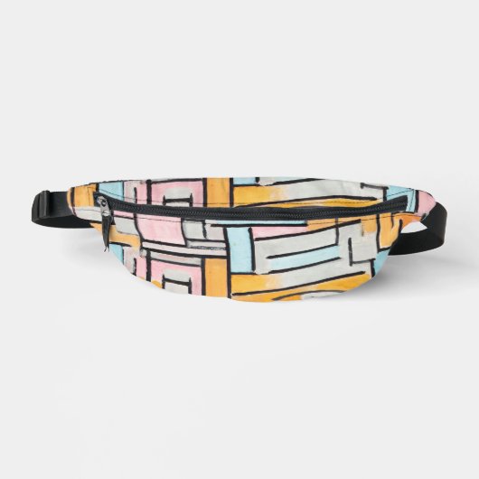 Retro Mondrian Roze Blauw Esthetiek Heuptasje (Voorkant)