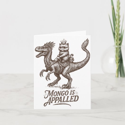 Retro Mongo Is Appalled Princess Cat Riding Dinosa Kaart (Voorkant)