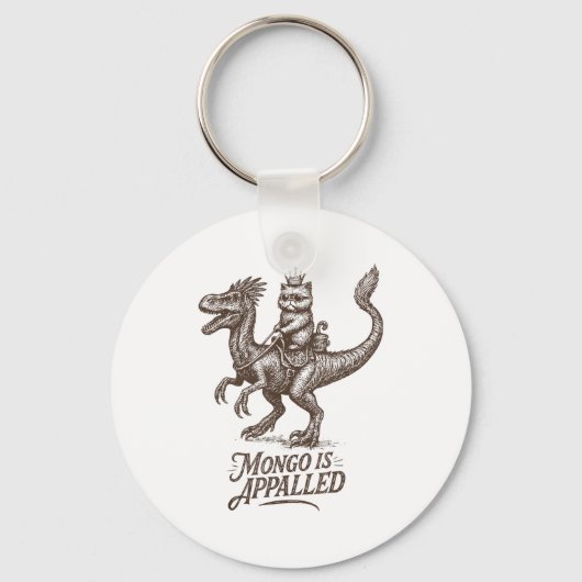 Retro Mongo Is Appalled Princess Cat Riding Dinosa Sleutelhanger (Voorkant)