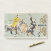 Retro mongoliaanse postzegel met galvanisering post-it® notes (Op bureau)