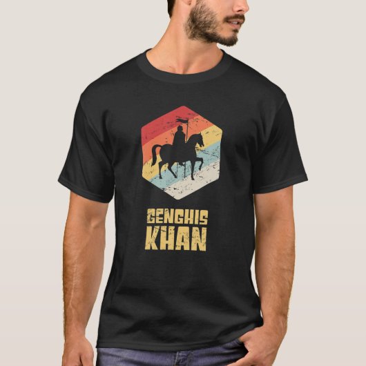 Retro Mongoolse Rijk / Keizer Dzjengis Khan T-shirt (Voorkant)