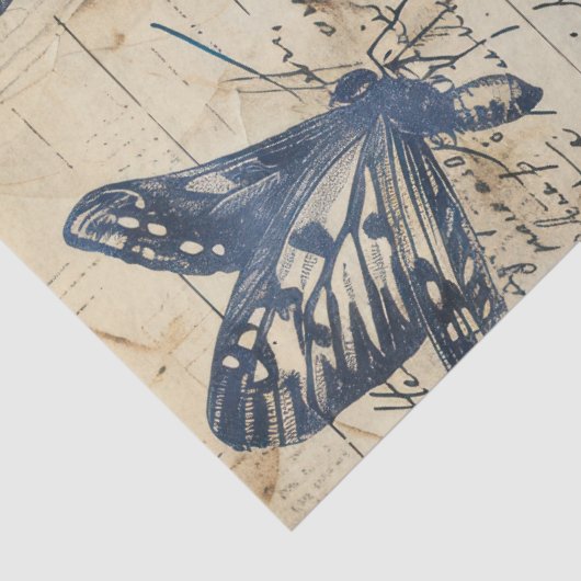 Retro monochrome inkt vlinderstempel tissuepapier (Detail)