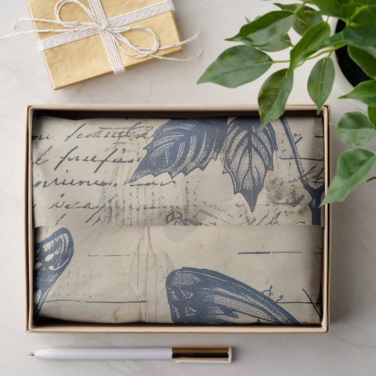 Retro monochrome inkt vlinderstempel tissuepapier (Geschenk)