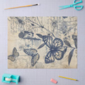 Retro monochrome inkt vlinderstempel tissuepapier (Craft)