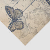 Retro monochrome inkt vlinderstempel tissuepapier (Detail)