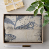 Retro monochrome inkt vlinderstempel tissuepapier (Geschenk)