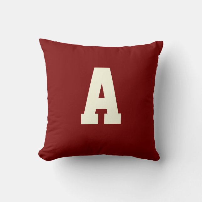 Retro monogram alfa bordeauxroom crème kussen (Voorkant)