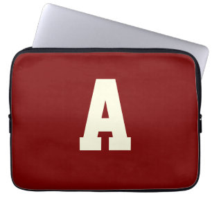 Retro monogram alfa bordeauxroom laptop sleeve