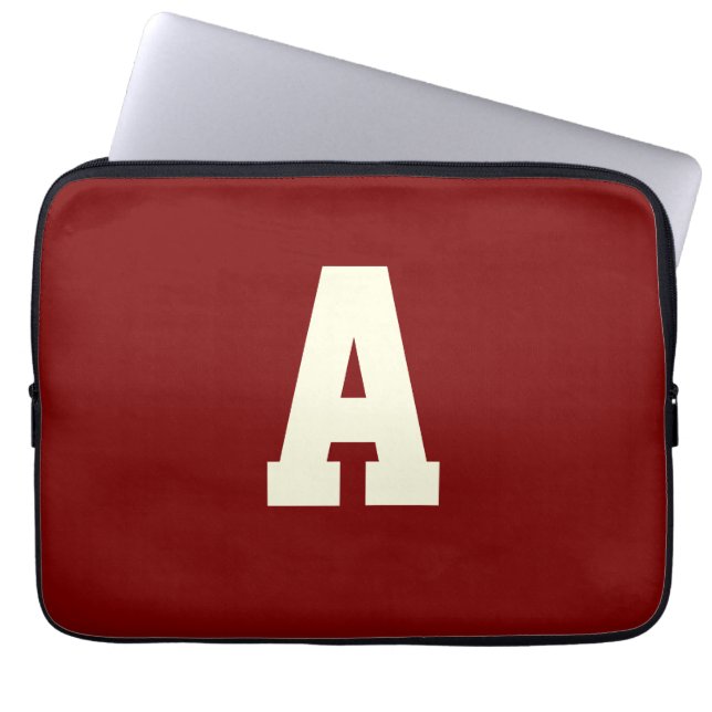 Retro monogram alfa bordeauxroom laptop sleeve (Voorkant)
