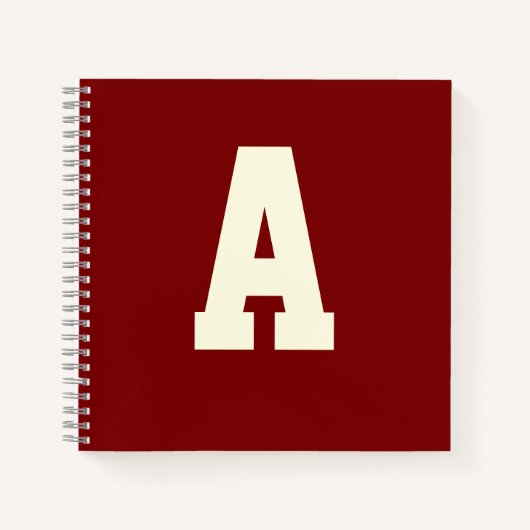 Retro monogram alpha burgundy cream notitieboek (Voorkant)