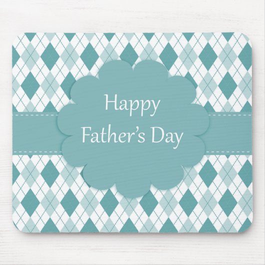 Retro Monogram Argyle Patroon Groen en Wit Muismat (Voorkant)