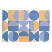 Retro Monogram Blauw Geel Mid-Century Cirkels Kussensloop (Achterkant)