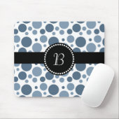 Retro Monogram Blue Polka Dot Muismat (Met muis)
