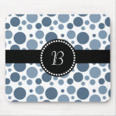  Retro Monogram Blue Polka Dot Muismat (Voorkant)