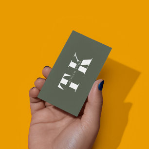 Retro Monogram Bos Groen  Visitekaartje