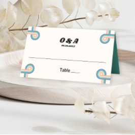 Retro Monogram bruiloft Plaatskaartje