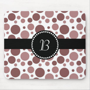 Retro Monogram Chocolate Brown Polka Dot. Muismat