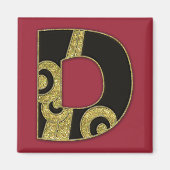 retro monogram - D Magneet (Voorkant)