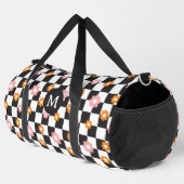 Retro Monogram Daisy Flower Checkerboard Patroon Plunjezak (Rechterhoek)