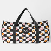 Retro Monogram Daisy Flower Checkerboard Patroon Plunjezak (Achterkant)