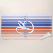 Retro Monogram Gestreepte Strandhanddoek Aangepast Strandlaken (Voorkant)
