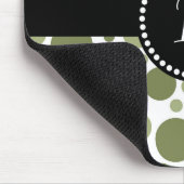  Retro Monogram Green Polka Dot Muismat (Hoek)