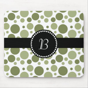  Retro Monogram Green Polka Dot Muismat