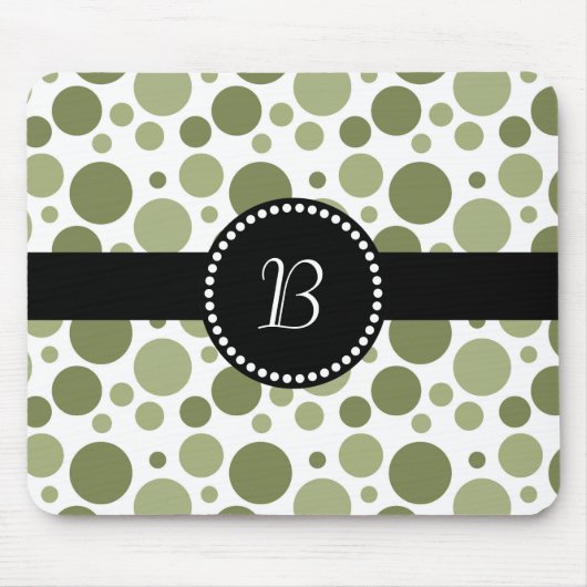  Retro Monogram Green Polka Dot Muismat (Voorkant)