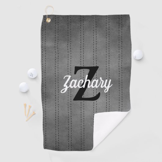Retro Monogram Grijze Pinstripes Golfhanddoek (Insitu)