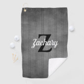 Retro Monogram Grijze Vintage Pinstroken Golfhanddoek (Insitu)