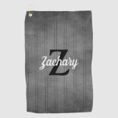 Retro Monogram Grijze Vintage Pinstroken Golfhanddoek (Voorkant)