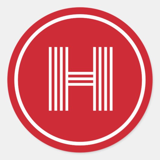 Retro Monogram Initiaal Venetiaans Rood Ronde Sticker (Voorkant)
