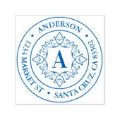 Retro Monogram Lijst Ronde Retouradres Zelfinktende Stempel (Design)