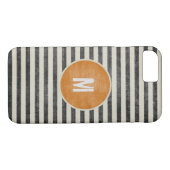Retro Monogram met witte strepen Case-Mate iPhone Case (Achterkant (Horizontaal))