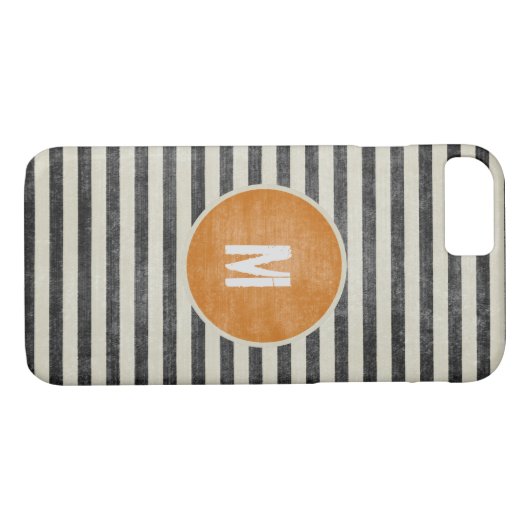 Retro Monogram met witte strepen Case-Mate iPhone Case (Achterkant (Horizontaal))