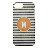 Retro Monogram met witte strepen Case-Mate iPhone Case (Achterkant)
