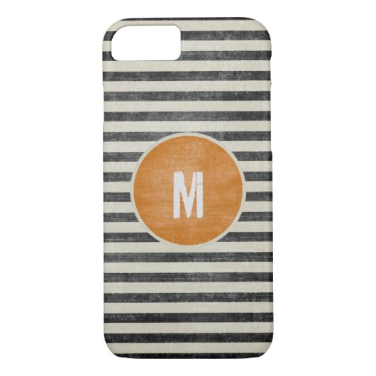 Retro Monogram met witte strepen Case-Mate iPhone Case (Achterkant)