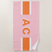 Retro Monogram minimalistisch Bachelorette Strandlaken (Voorkant)