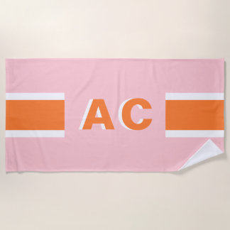 Retro Monogram Minimalistische Meisje-uit  Strandlaken