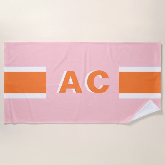 Retro Monogram Minimalistische Meisje-uit Strandlaken (Voorkant)