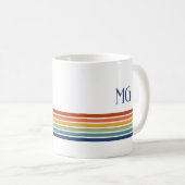 Retro Monogram Minimalistische Strepen Koffiemok (Voorkant rechts)